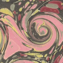 Hand Marbled Paper French Curl Pattern in Pink, Yellow, Black ~ Berretti Marbled Arts